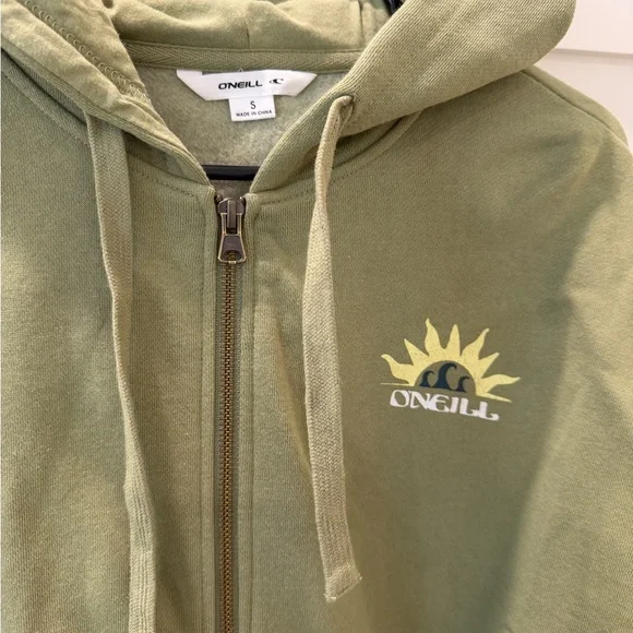 Olive Green Zip-Up Hoodie - Picture 2 of 4